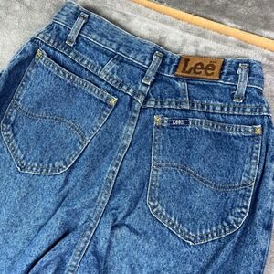 Lee Pleated Mom Jeans Womens 8 Long Blue Medium Wash High Rise Tapered Leg VTG